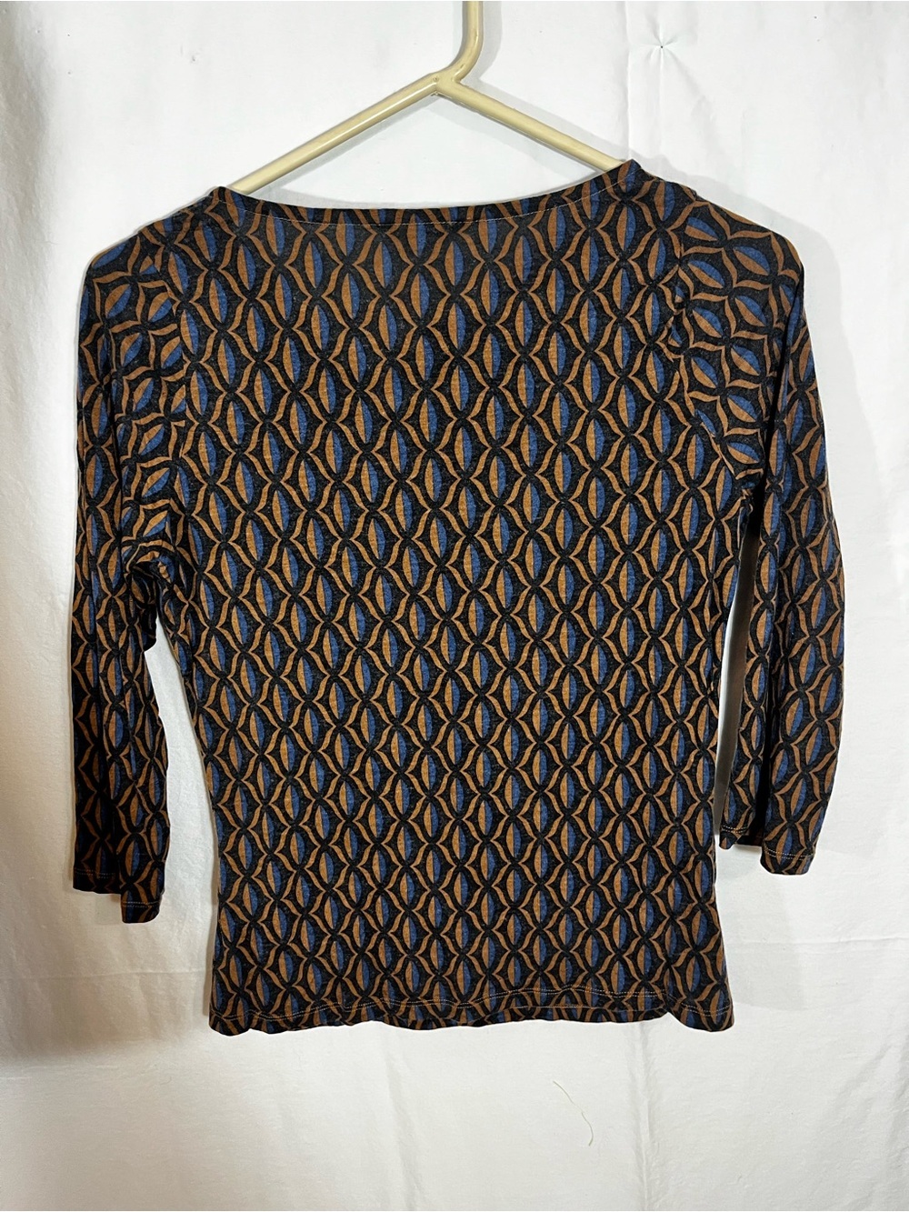 Boden Blue and Brown Geometric Scoop Neck Top - Picture 5 of 5